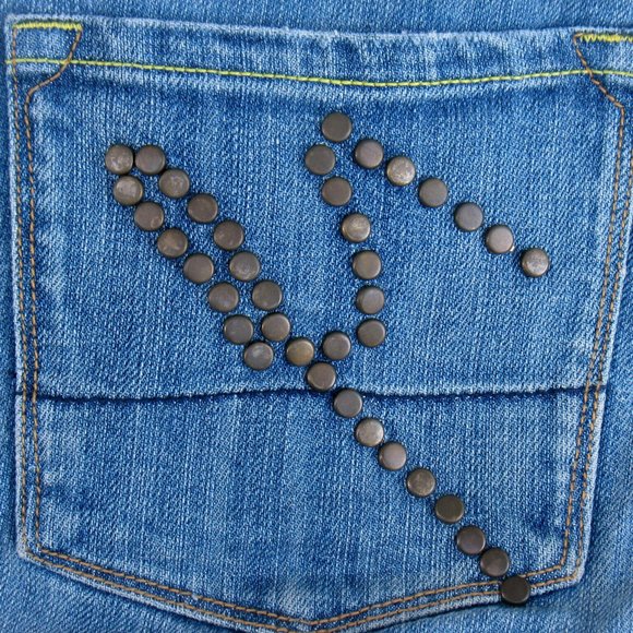 Yank Jeans Wide Leg Bootcut Medium Wash 29 x 30 Studded Stretch Sz 28 (tag) - Picture 5 of 12